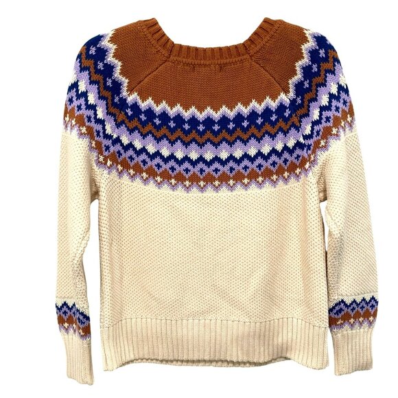 525 Fair Isle Sweater Cream Size Small Cotton Blend NWT - Picture 5 of 7